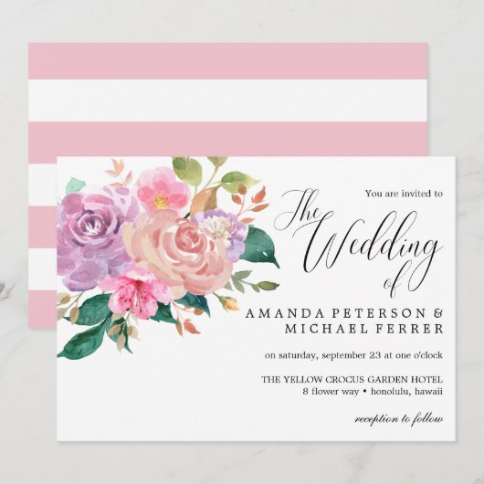 Elegant delicaat roze rozen bouquet Weddenschap Kaart (Voorkant / Achterkant)