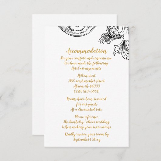 Elegant Delicate Bloemen Bruiloft accommodatie kaa Informatiekaartje (Voorkant / Achterkant)