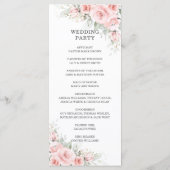 Elegant Delicate Blush Pink Bloemen Bruiloft Progr Programmakaart (Achterkant)
