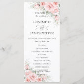 Elegant Delicate Blush Pink Bloemen Bruiloft Progr Programmakaart (Voorkant)