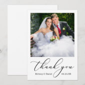 Elegant Delicate Calligraphy Script Weduwen Bedankkaart (Voorkant / Achterkant)