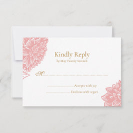 Elegant Delicate Dusty Pink Floral Wedding  RSVP Kaartje