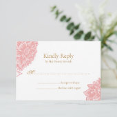 Elegant Delicate Dusty Pink Floral Wedding  RSVP Kaartje (Staand voorkant)