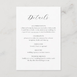 Elegant Delicate Floral Calligraphy Wedding Detail Informatiekaartje