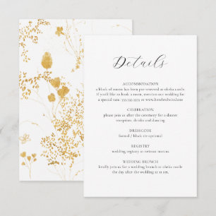 Elegant Delicate Floral Calligraphy Wedding Detail Informatiekaartje