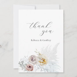 Elegant Delicate Floral Rozen Calligraphy Wedding Bedankkaart