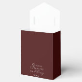 Elegant Delicate Floral Wedding Logo Deep Burgundy Bedankdoosjes (Geopend)