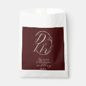 Elegant Delicate Floral Wedding Logo Deep Burgundy Bedankzakje (Voorkant)