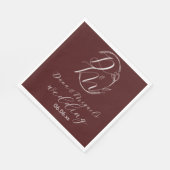 Elegant Delicate Floral Wedding Logo Deep Burgundy Servet (Hoek)