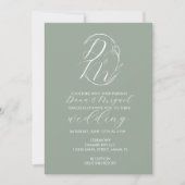 Elegant Delicate Floral Wedding Logo Monogramed A Kaart (Voorkant)