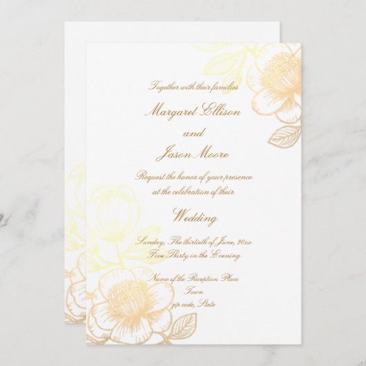 Elegant Delicate Flowers Wedding Uitnodiging (Voorkant / Achterkant)