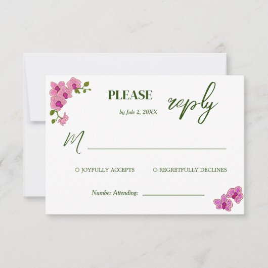 Elegant Delicate Paarse Orchids Bohemian RSVP Card (Voorkant)