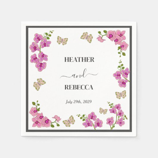 Elegant Delicate Paarse Orchids Bohemian Wedding Servet (Voorkant)