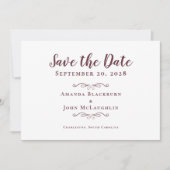 Elegant Delicate Romantic Calligraphy Burgundy Red Save The Date (Voorkant)