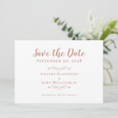Elegant Delicate Romantic Calligraphy Roos Gold Save The Date (Staand voorkant)