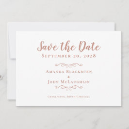 Elegant Delicate Romantic Calligraphy Roos Gold Save The Date