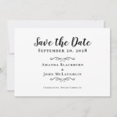 Elegant Delicate Script Romantic Calligraphy Black Save The Date (Voorkant)
