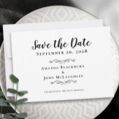 Elegant Delicate Script Romantic Calligraphy Black Save The Date
