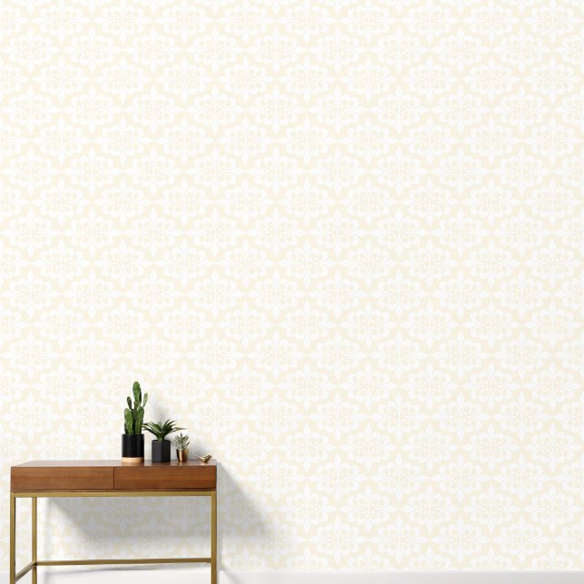 Elegant  Delicate Soft Cream Damask Behang (Hal)