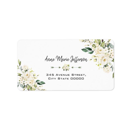 Elegant Delicate White Cream Floral Wedding Etiket (Voorkant)