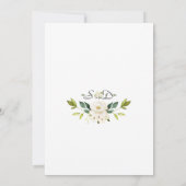 Elegant Delicate White Flowers Gold Lijst Weddensc Kaart (Achterkant)