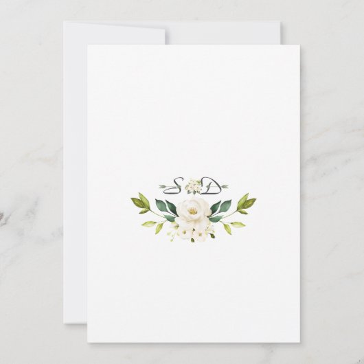 Elegant Delicate White Flowers Gold Lijst Weddensc Kaart (Achterkant)