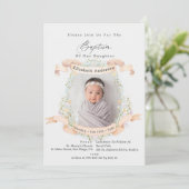 Elegant Delicate Wildflowers Baby Photo Baptism Kaart (Staand voorkant)