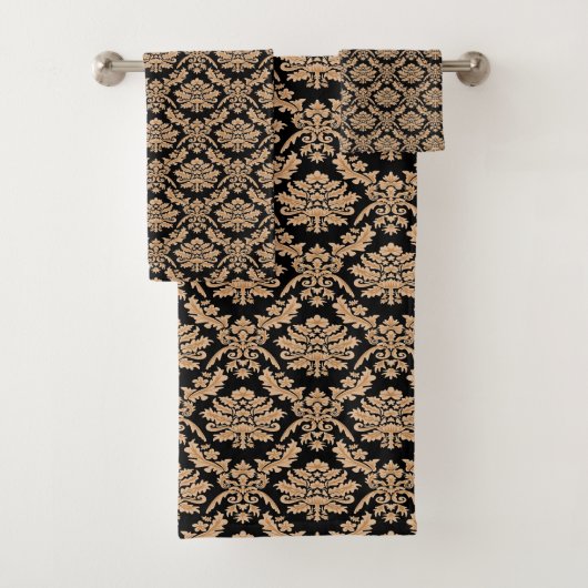 Elegant demask design zwart en goud bad handdoek (Insitu)