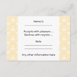 Elegant demaspatroon. Licht gouden kleur. RSVP Kaartje