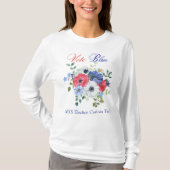 Elegant Democratisch Stem BLAUW Vrouwen Bloemen T-shirt (Voorkant)