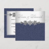 Elegant Denim and Diamonds Party Kaart (Voorkant / Achterkant)