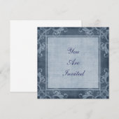 Elegant Denim Blue Embellish Border Invitation Kaart (Voorkant / Achterkant)