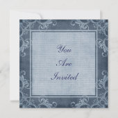 Elegant Denim Blue Embellish Border Invitation Kaart (Voorkant)