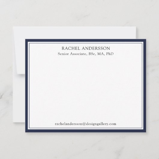 Elegant Denim Blue Professional Correspondentie Notitiekaartje (Voorkant)