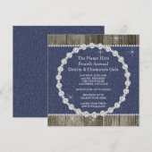Elegant Denim en Diamonds-feest Kaart (Voorkant / Achterkant)