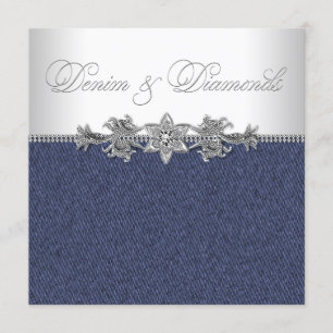 Elegant Denim en Diamonds-feestje Kaart