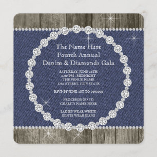 Elegant Denim en Diamonds Party Invitation Kaart