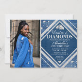 Elegant Denim en Diamonds Photo Invitation Kaart (Voorkant)
