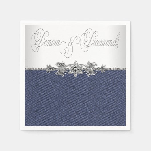 Elegant Denim en Diamonds Servetten (Voorkant)
