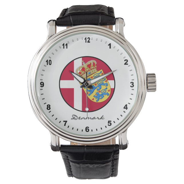 Elegant Denmark Watch & Danish Flag Horloge (Voorkant)
