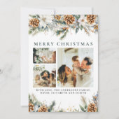 Elegant dennenblad | Botanische gouden kerst Feestdagenkaart (Voorkant)