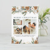 Elegant dennenblad | Botanische gouden kerst Feestdagenkaart (Staand voorkant)