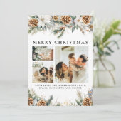 Elegant dennenblad | Botanische zwarte kerst Feestdagenkaart (Staand voorkant)