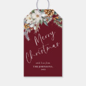 Elegant dennenboomgroen | Rode kerst Cadeaulabel (Voorkant)