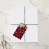 Elegant dennenboomgroen | Rode kerst Cadeaulabel (Met Touw)
