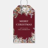 Elegant dennenboomgroen | Rode kerst Cadeaulabel (Voorkant)