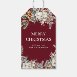 Elegant dennenboomgroen | Rode kerst Cadeaulabel