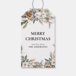 Elegant dennenboomgroen | Zwarte kerst Cadeaulabel