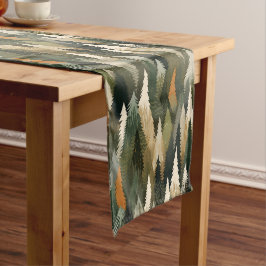 Elegant dennenboompatroon | rustiek bos korte tafelloper