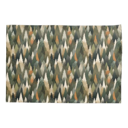 Elegant dennenboompatroon | rustiek bos kussensloop (Achterkant)